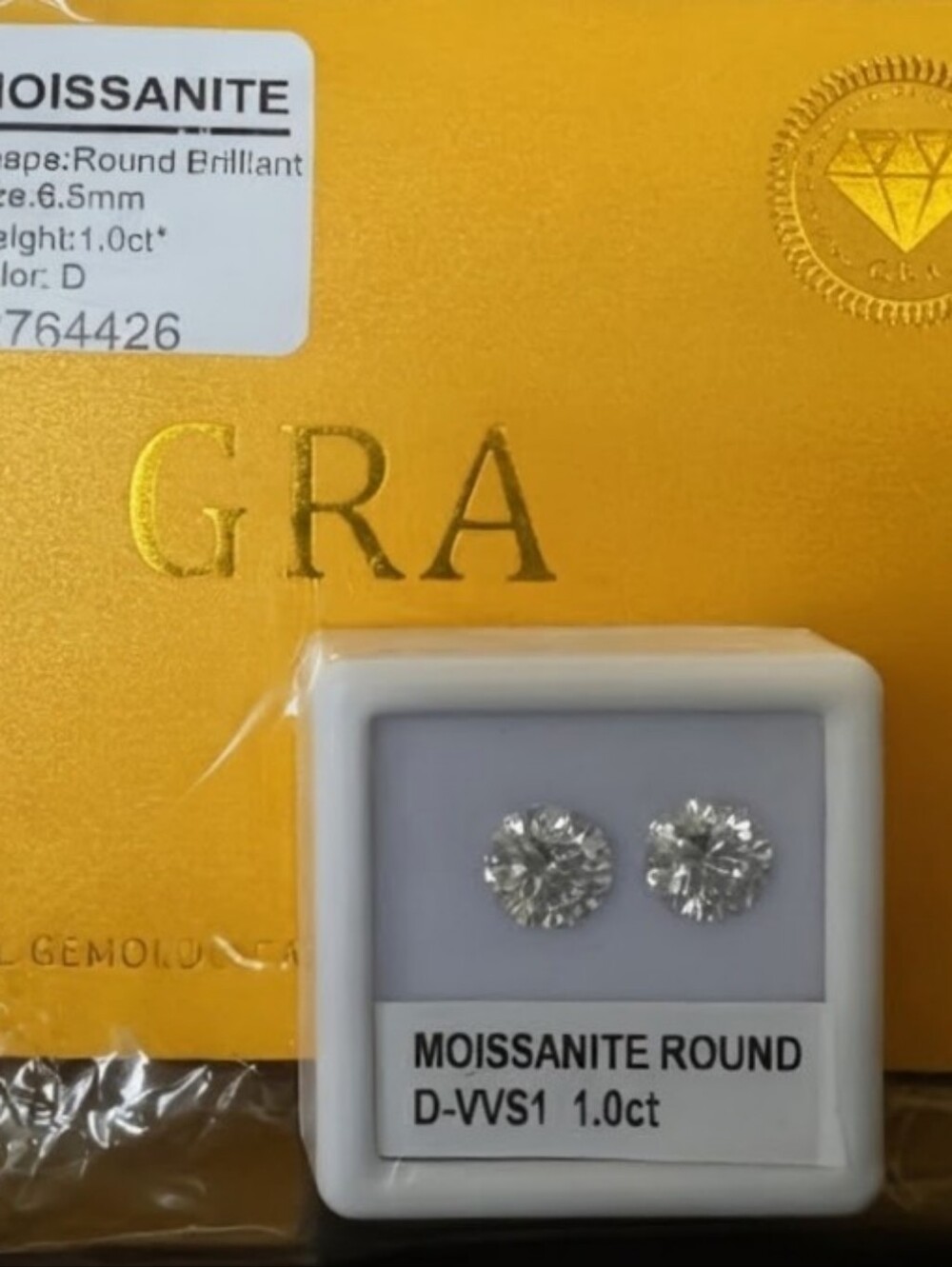 Loose Moissanite Round Stones 6.5mm 1ct With GRA CERTIFICATE